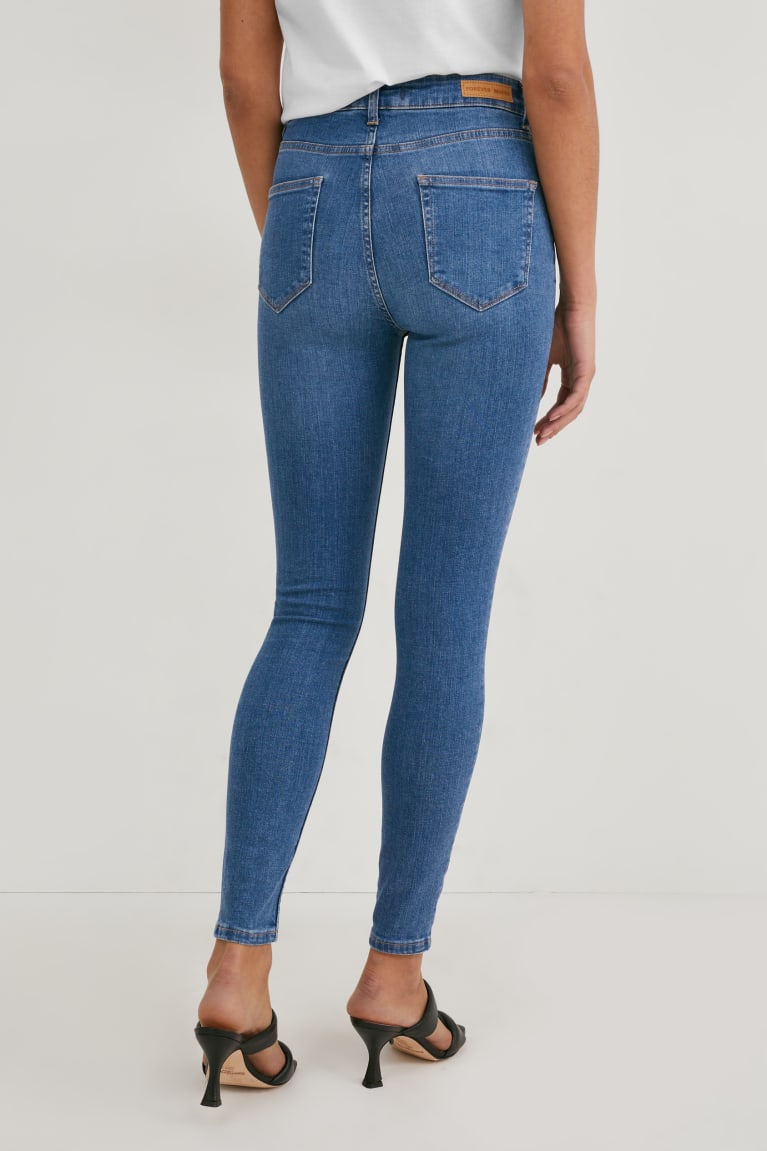 Denim Blue C&A Made In Eu Skinny High Waist Organic Cotton Women's Jeans | BZEDP-4051