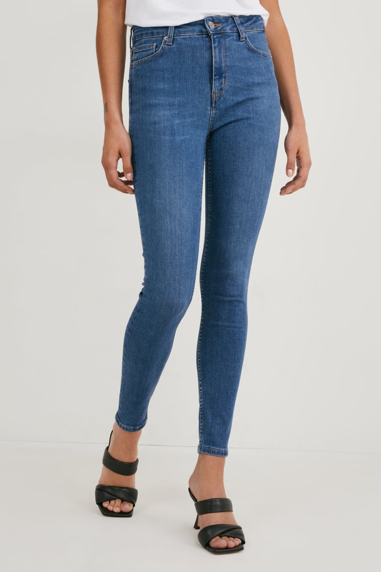 Denim Blue C&A Made In Eu Skinny High Waist Organic Cotton Women's Jeans | BZEDP-4051