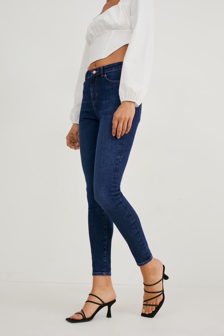 Denim Blue C&A Made In Eu Skinny High Waist Organic Cotton Women's Jeans | SMLEQ-3284