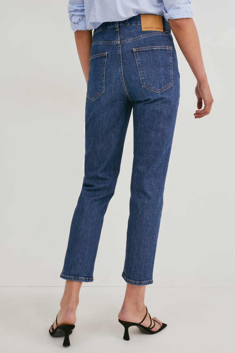 Denim Blue C&A Made In Eu Straight High Waist Organic Cotton Women's Jeans | RLBQP-2437