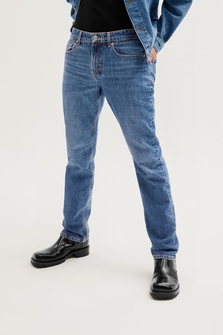 Denim Blue C&A Made In Eu Straight Organic Cotton Men's Jeans | UPIEF-5739