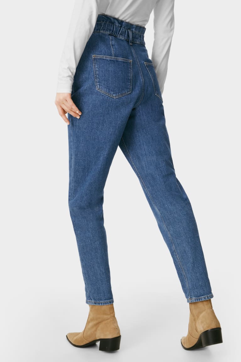 Denim Blue C&A Mom High Waist Recycled Women's Jeans | JBPAZ-1796