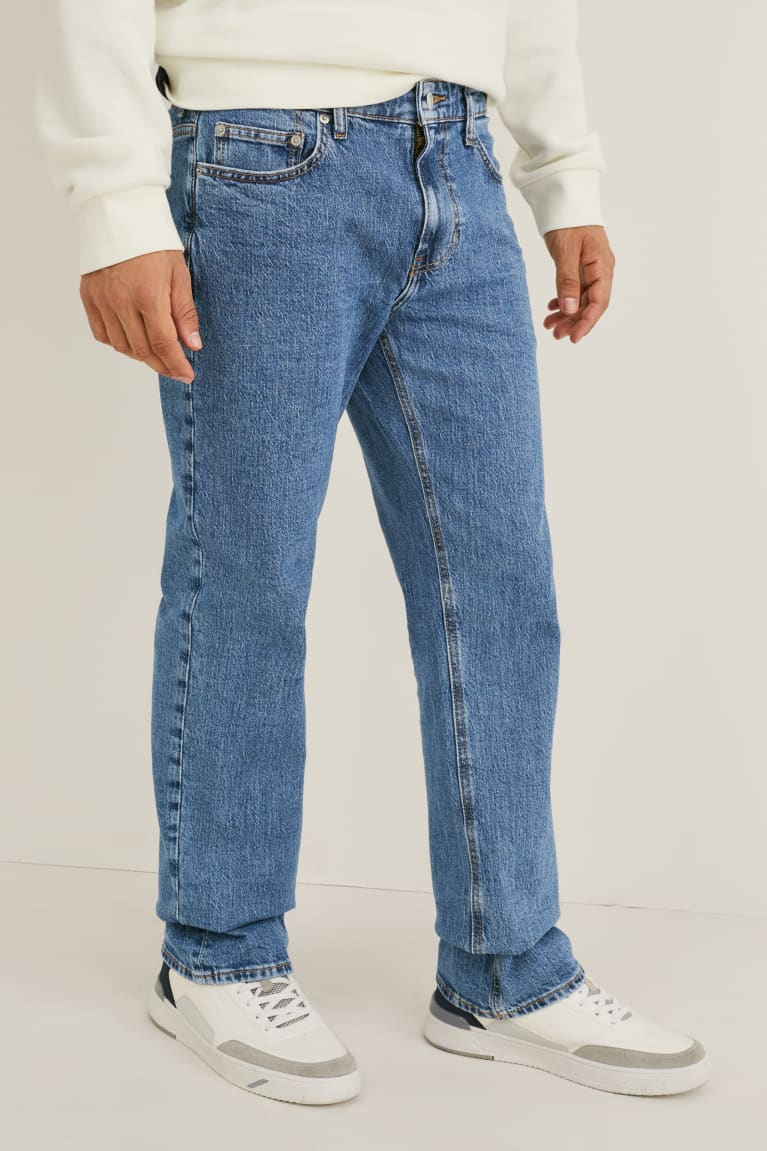 Denim Blue C&A Regular Lycra® Men's Jeans | PLKFH-7346