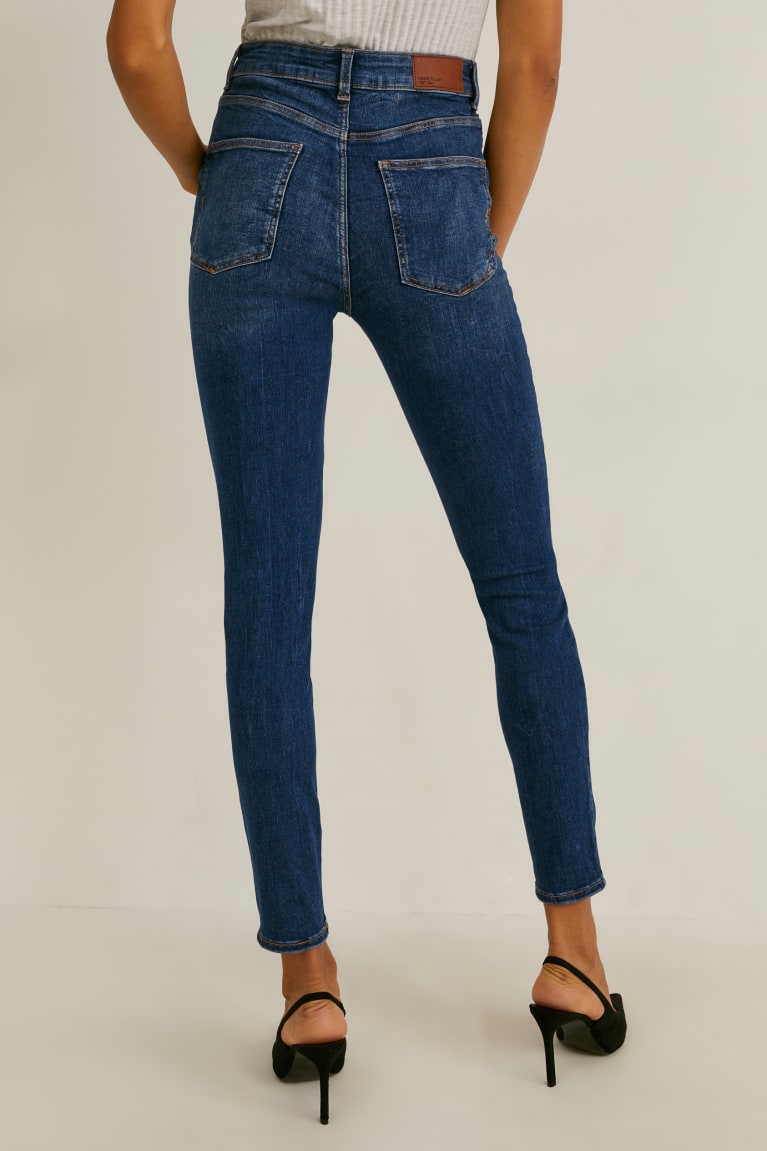 Denim Blue C&A Skinny High Waist Lycra® Women's Jeans | XSKYV-0895