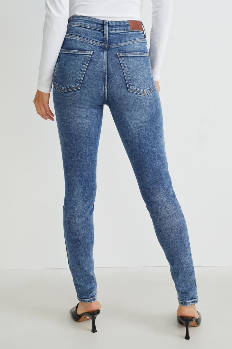 Denim Blue C&A Skinny High Waist Lycra® Women's Jeans | ZYKEL-7193