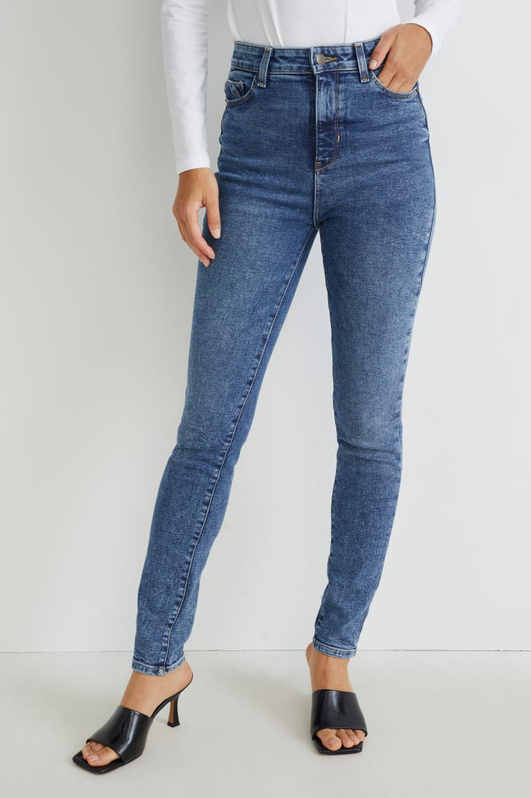 Denim Blue C&A Skinny High Waist Lycra® Women's Jeans | ZYKEL-7193