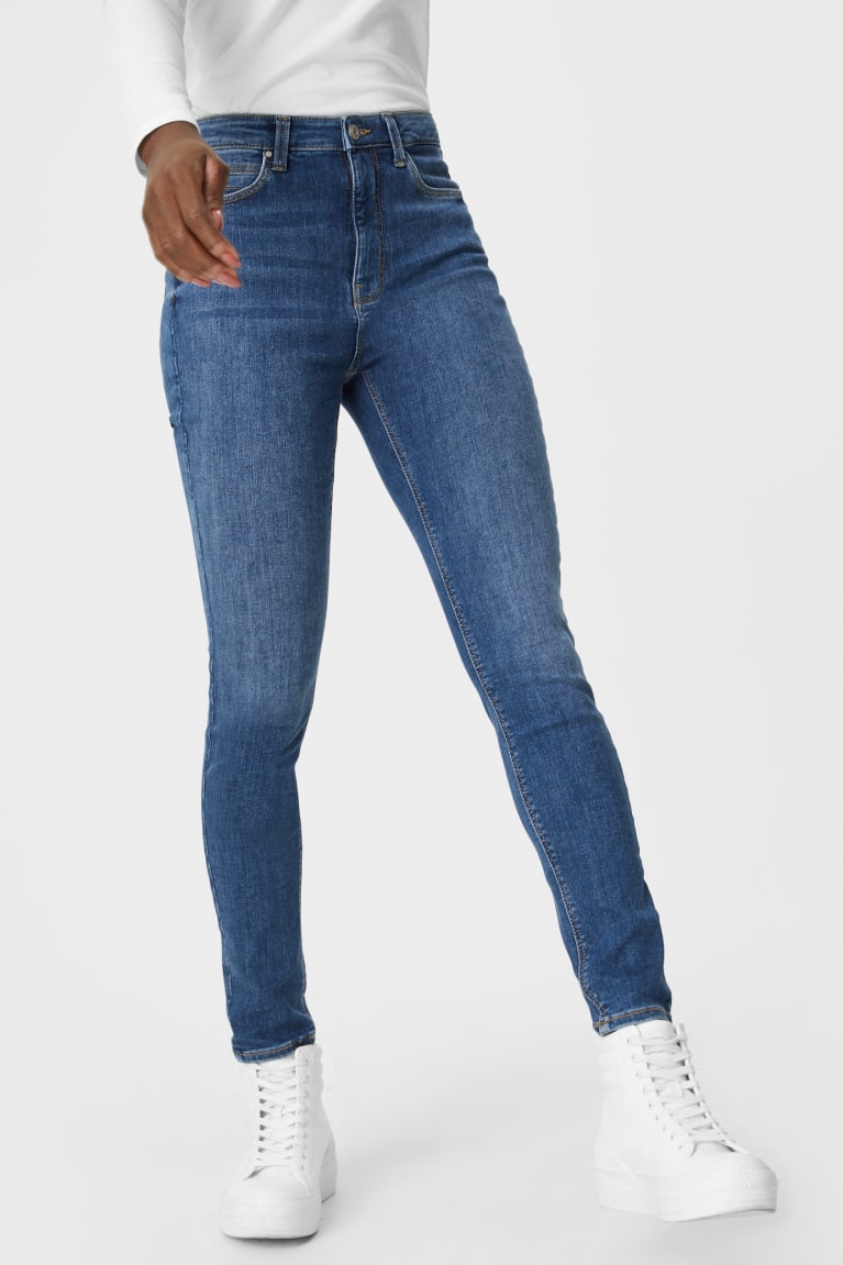 Denim Blue C&A Skinny High Waist Women's Jeans | MDEAI-7289