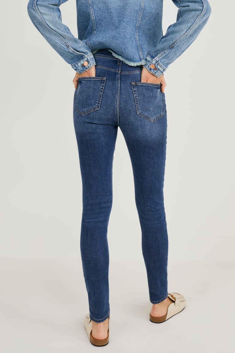 Denim Blue C&A Skinny High Waist Women's Jeans | RJAYS-7852