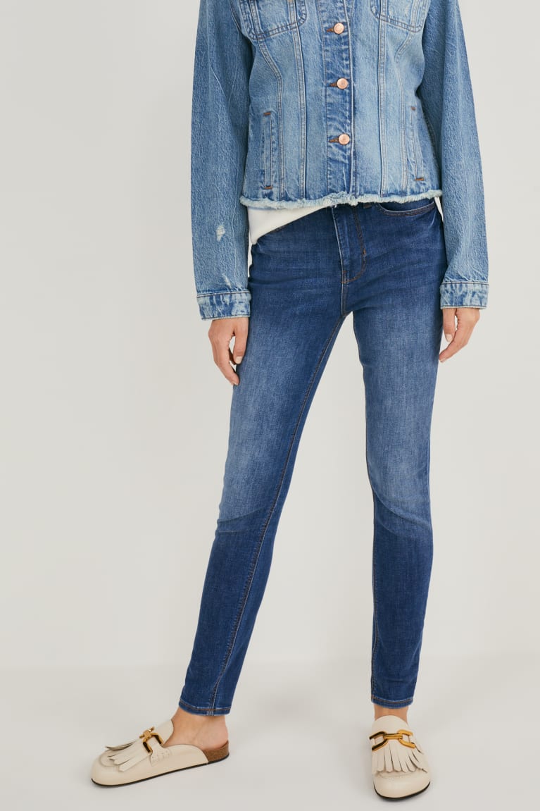 Denim Blue C&A Skinny High Waist Women's Jeans | RJAYS-7852