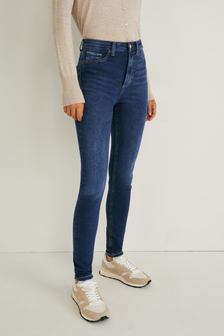 Denim Blue C&A Skinny High Waist Women's Jeans | VUSER-8215