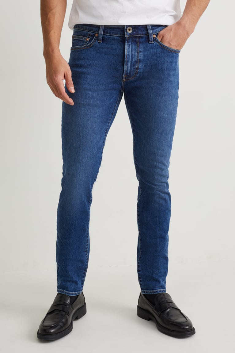 Denim Blue C&A Skinny Lycra® Men's Jeans | PMZCX-9017