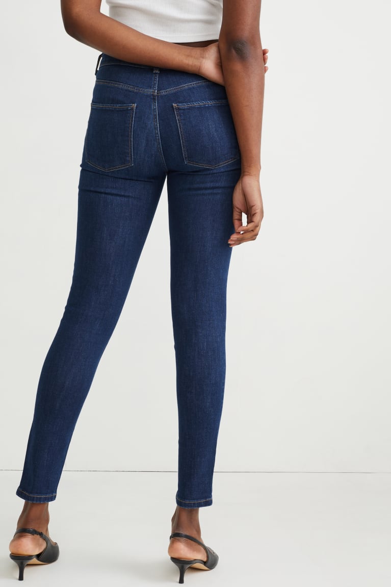 Denim Blue C&A Skinny Mid-rise Waist Lycra® Women's Jeans | MXZYI-7813