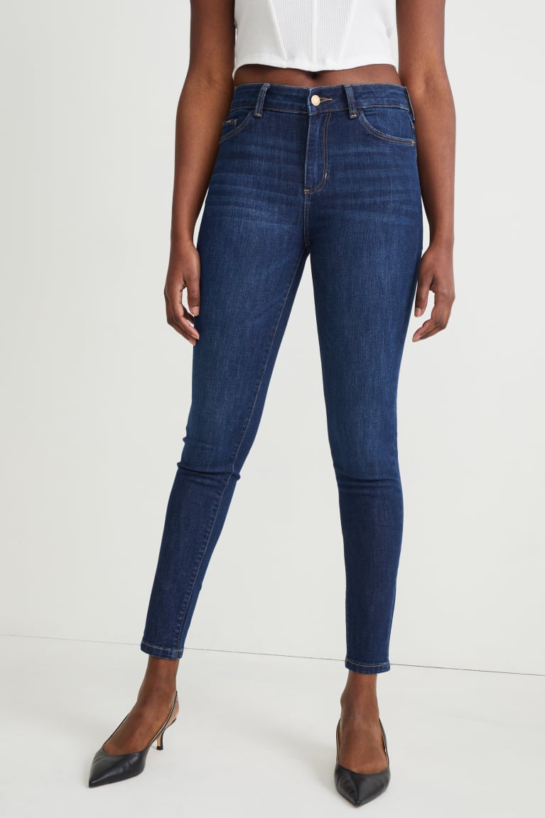 Denim Blue C&A Skinny Mid-rise Waist Lycra® Women's Jeans | MXZYI-7813