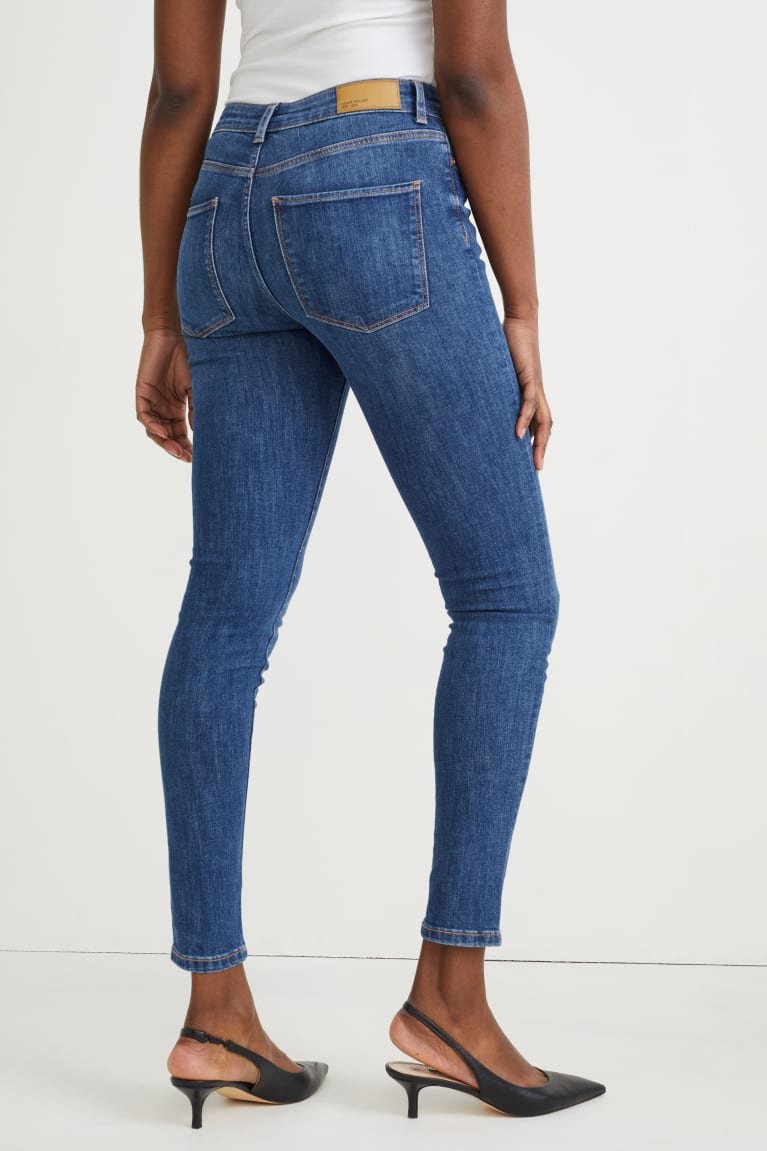 Denim Blue C&A Skinny Mid-rise Waist Lycra® Women's Jeans | OZLRS-9761