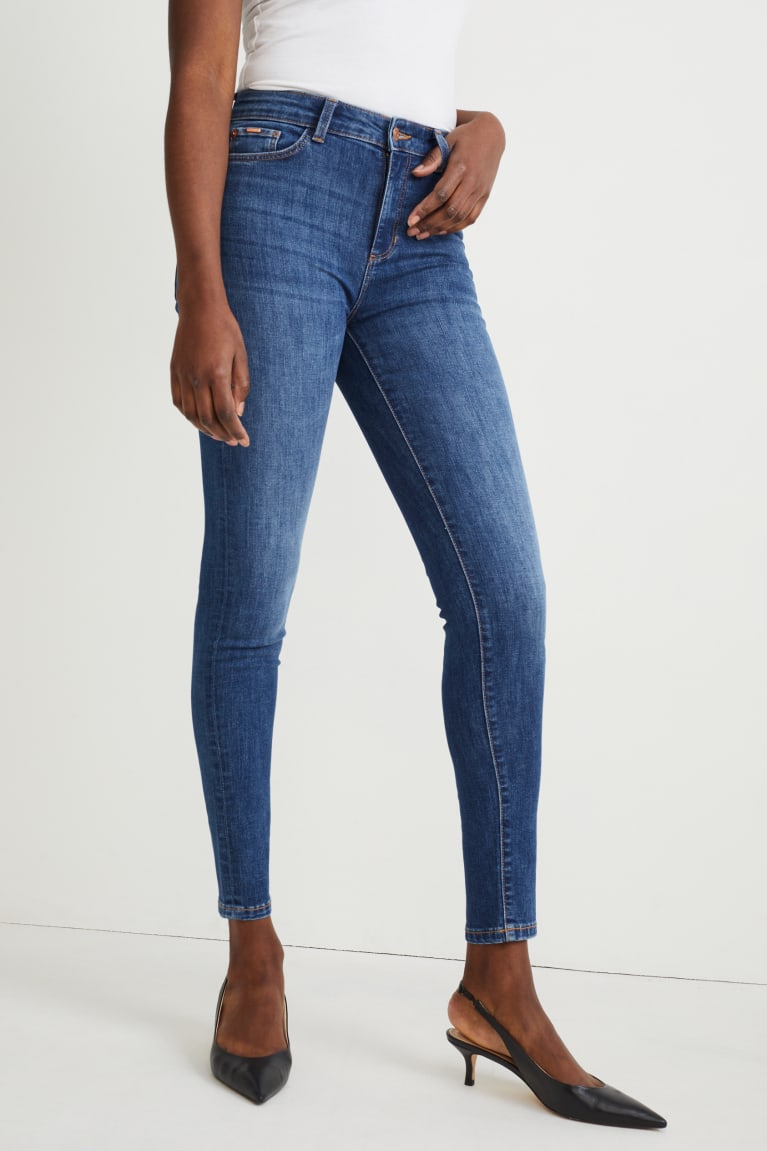 Denim Blue C&A Skinny Mid-rise Waist Lycra® Women's Jeans | OZLRS-9761