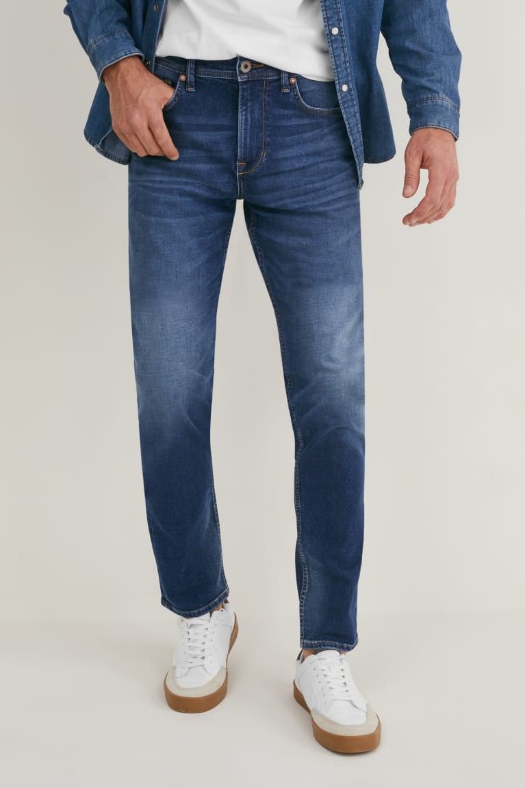 Denim Blue C&A Slim Coolmax® Ecomade Lycra® Men's Jeans | FOLBM-3167