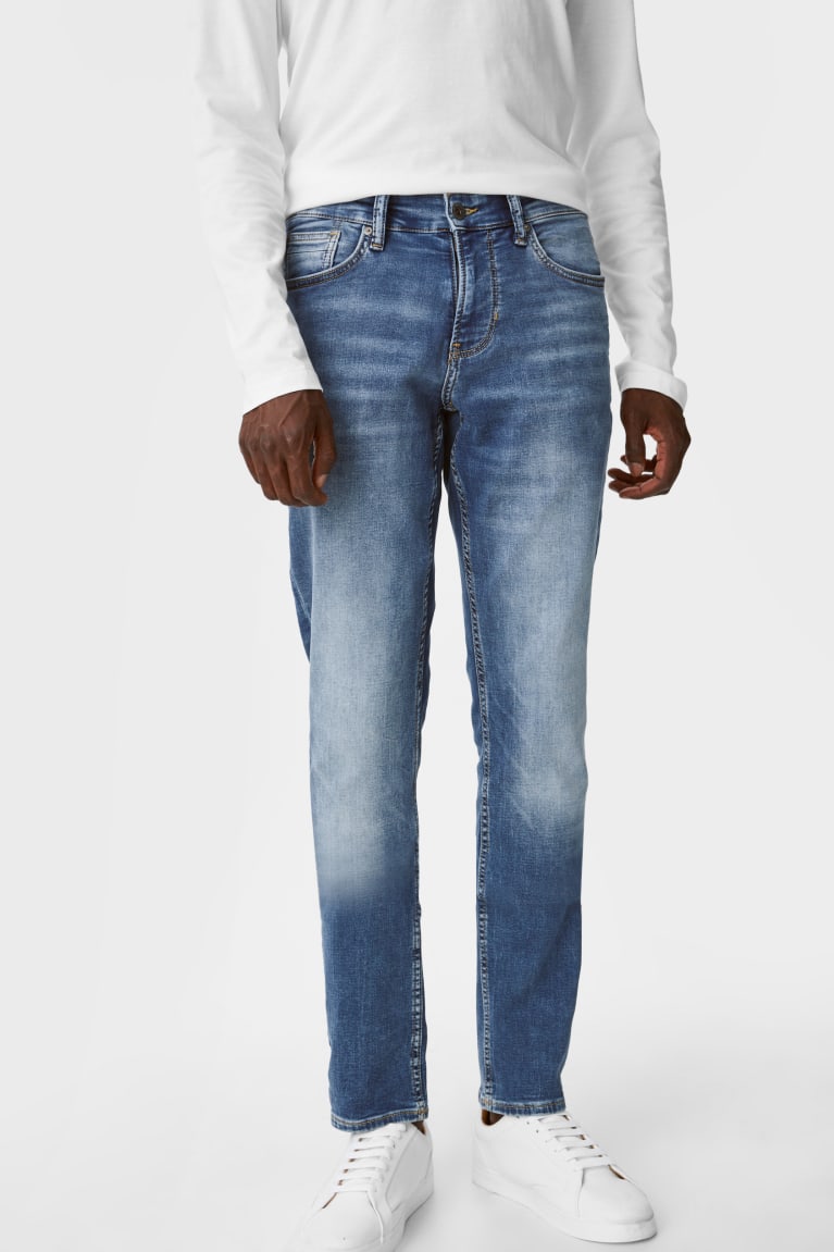 Denim Blue C&A Slim Flex Jog Denim Lycra® Men's Jeans | MCZUR-6542