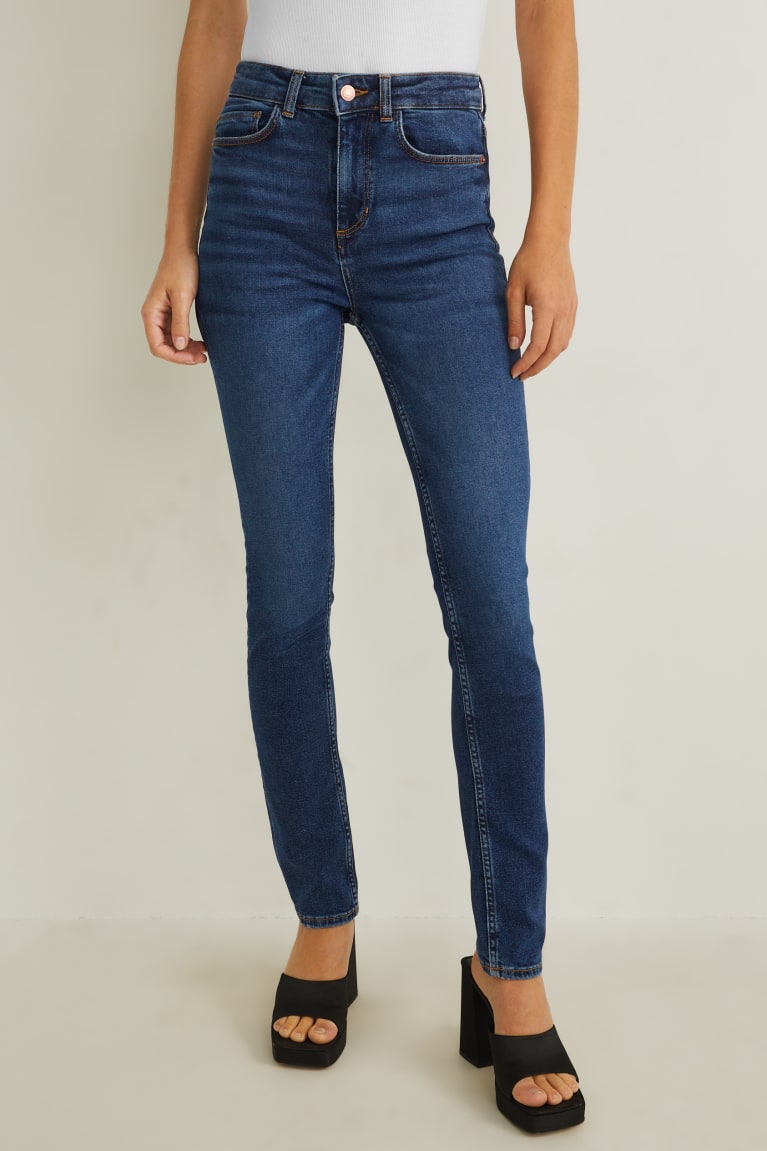 Denim Blue C&A Slim High Waist Recycled Women's Jeans | CMHQB-2705