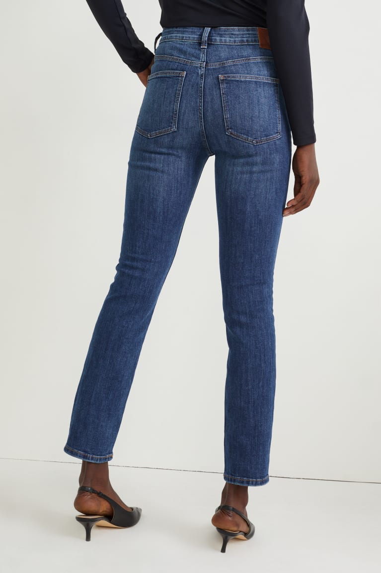 Denim Blue C&A Slim High Waist Women's Jeans | NZLCJ-9143