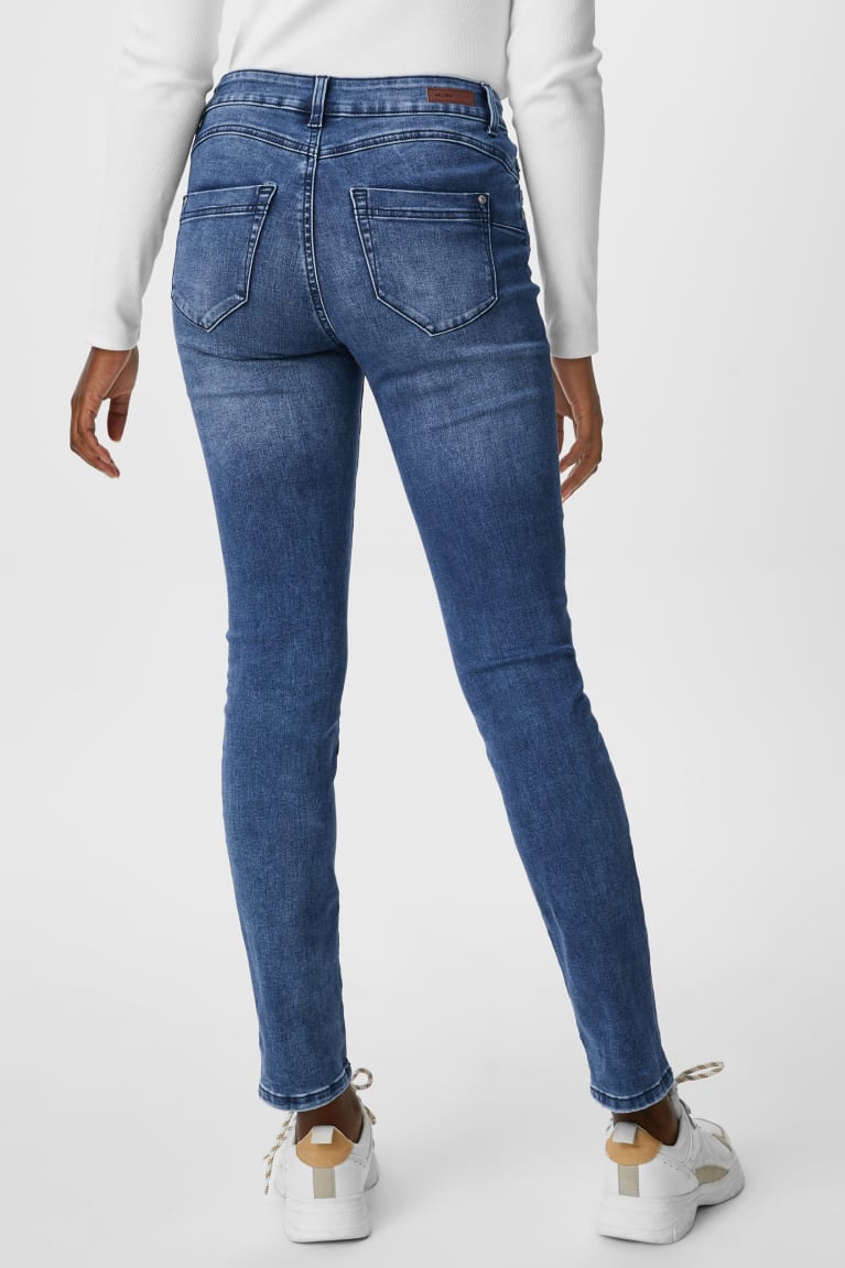 Denim Blue C&A Slim Mid Waist Women's Jeans | EGWOJ-4267