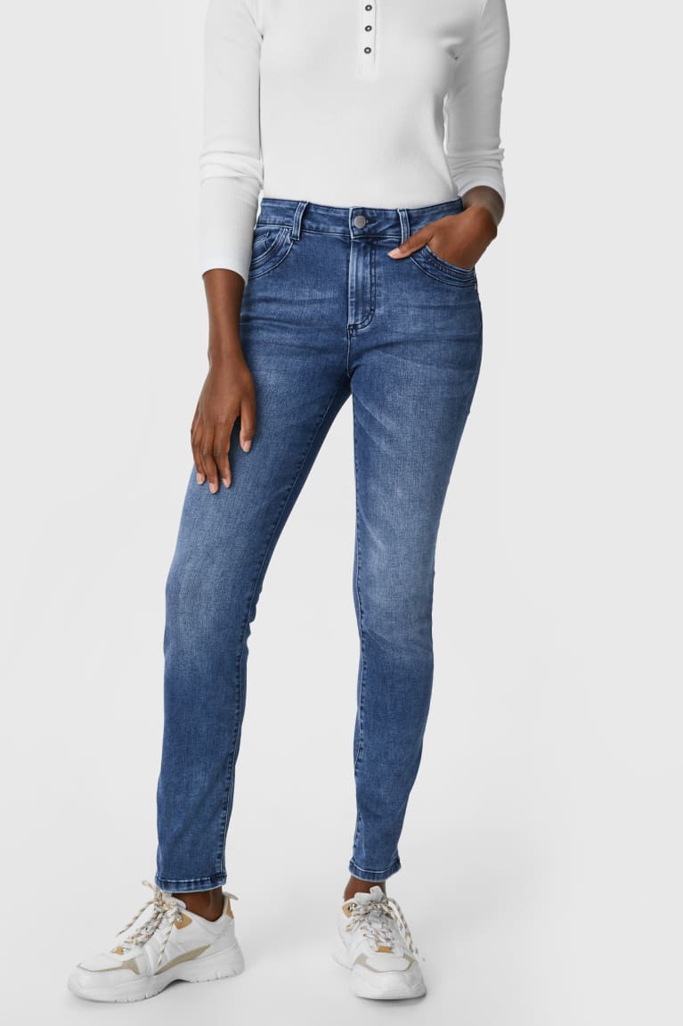 Denim Blue C&A Slim Mid Waist Women's Jeans | EGWOJ-4267