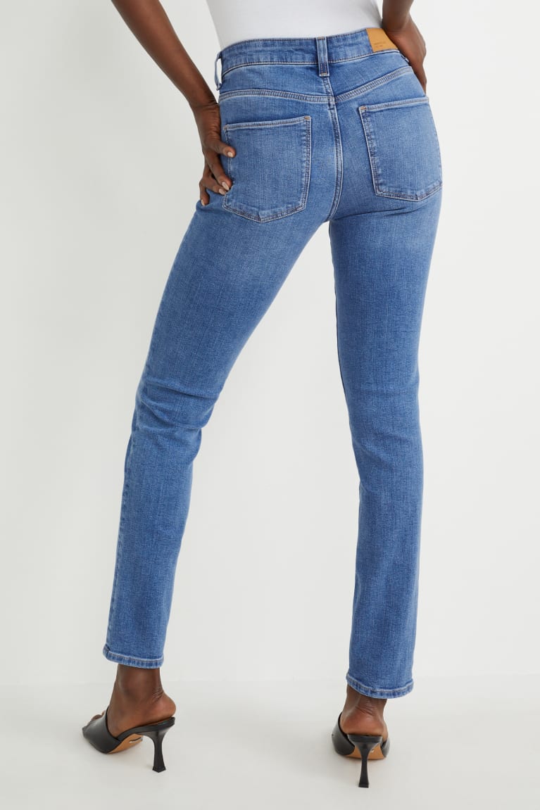 Denim Blue C&A Slim Mid-rise Waist Lycra® Recycled Women's Jeans | MPLUJ-7356