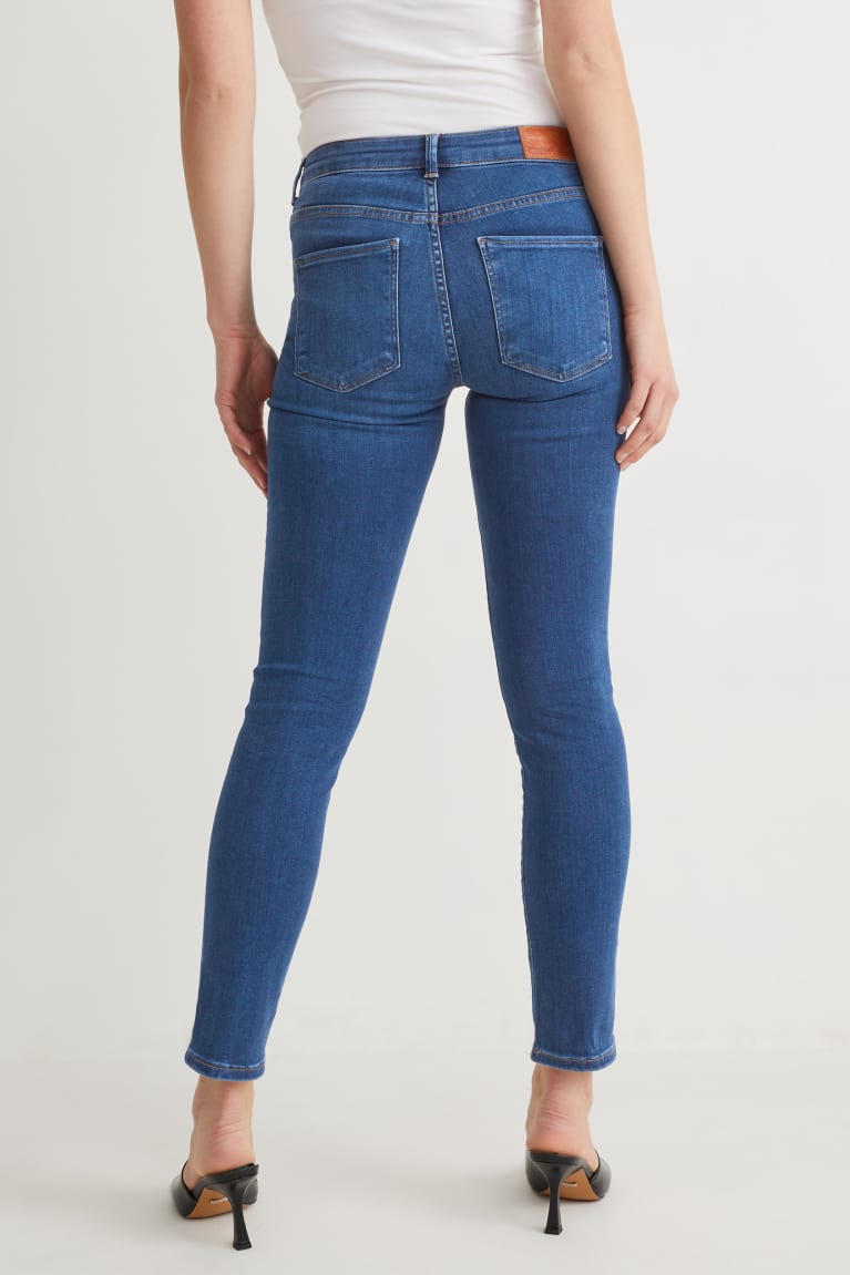 Denim Blue C&A Slim Mid-rise Waist Lycra® Women's Jeans | SXMGQ-0847