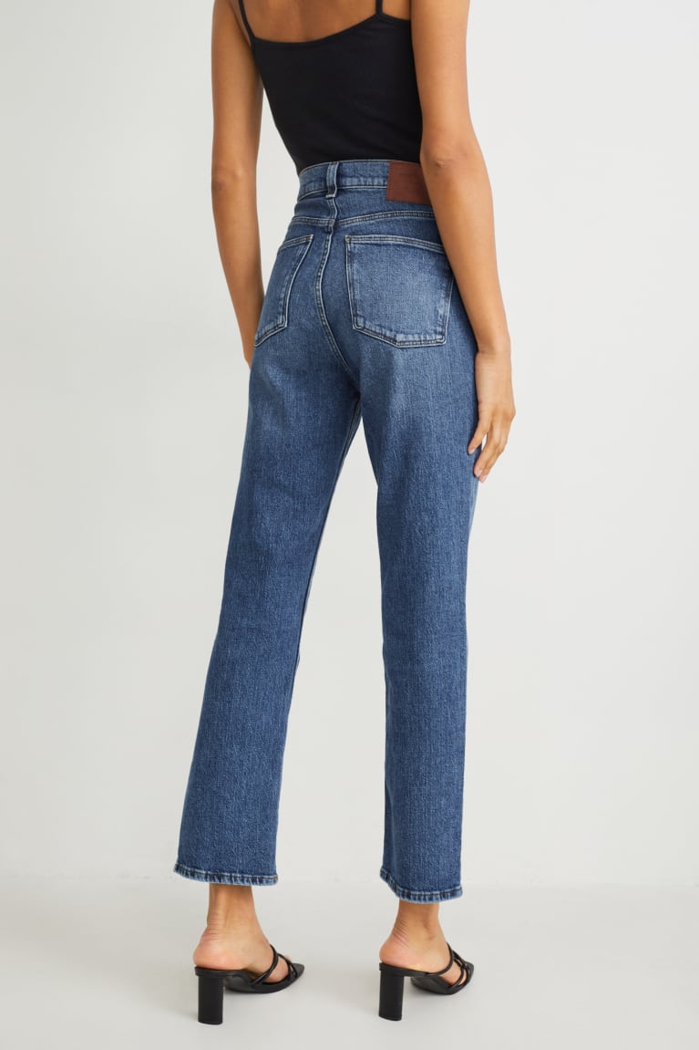 Denim Blue C&A Straight High Waist Lycra® Women's Jeans | SUWMA-1457