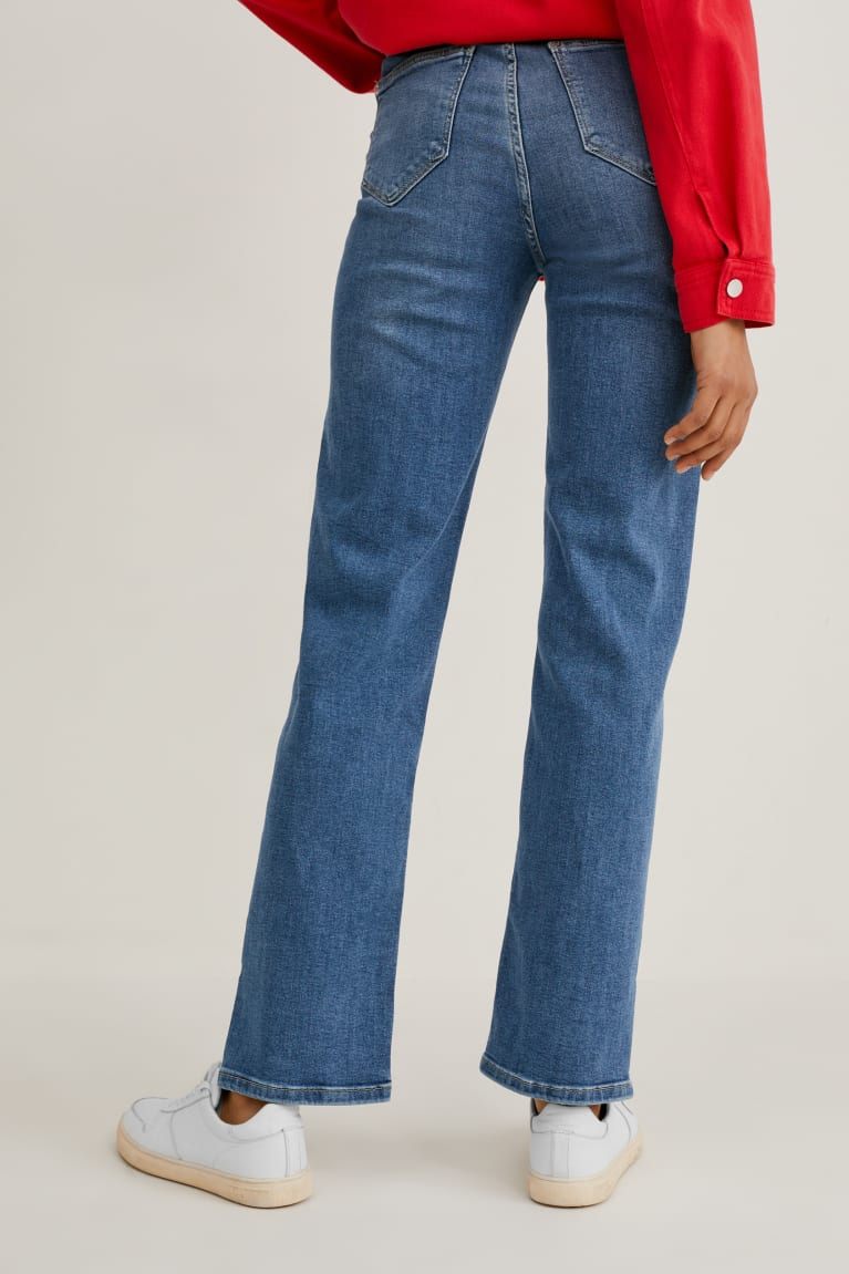 Denim Blue C&A Straight High Waist Women's Jeans | BKXQV-9736