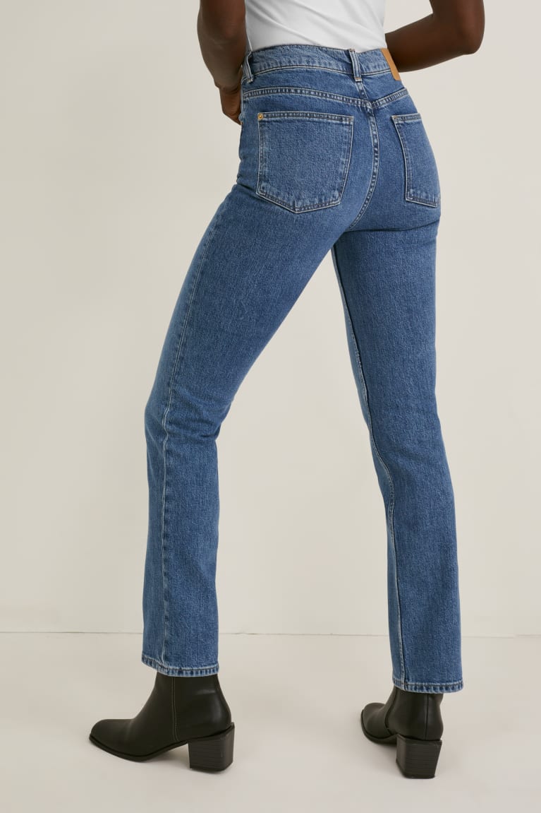 Denim Blue C&A Straight High Waist Women's Jeans | HANCS-7952