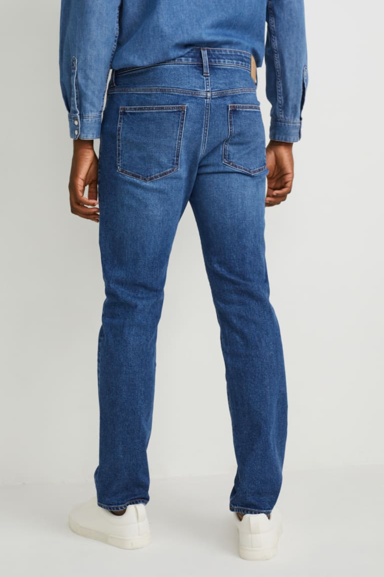 Denim Blue C&A Straight Lycra® Men's Jeans | YSMFH-4375