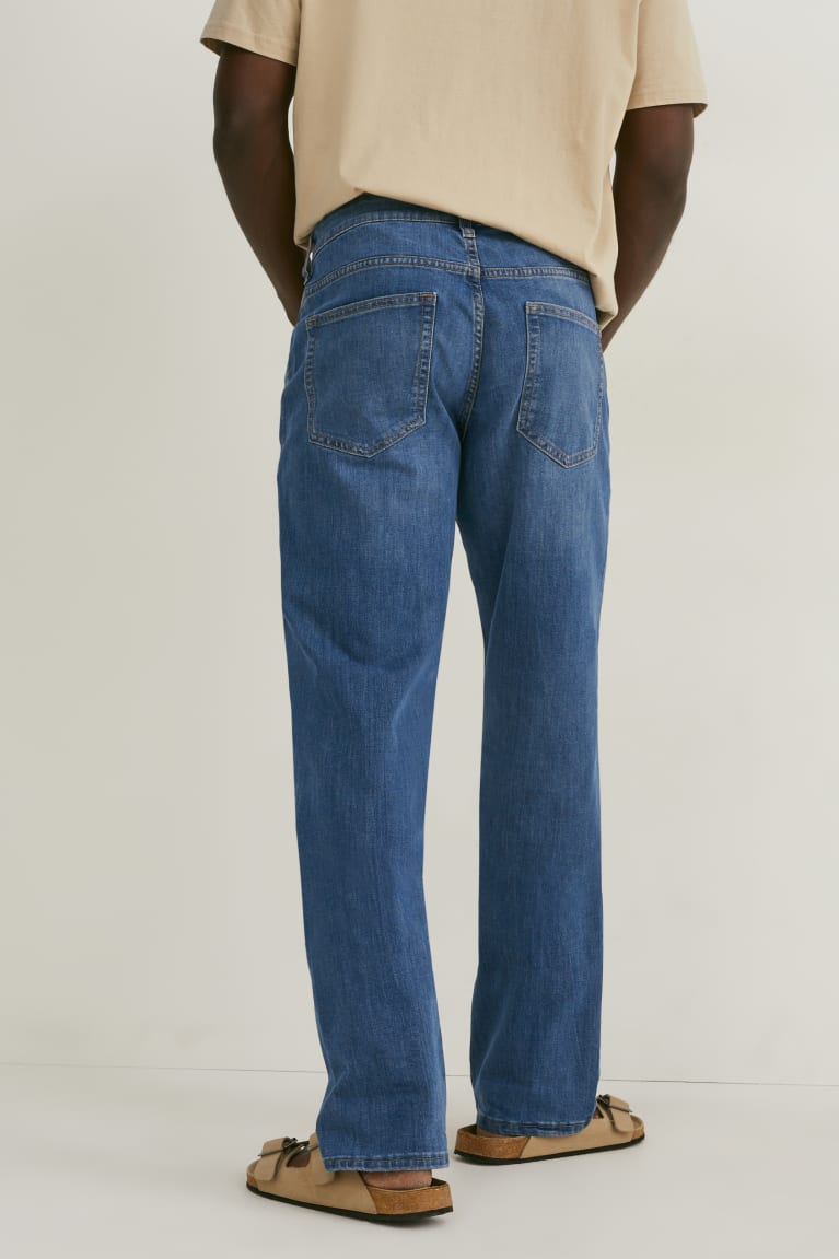 Denim Blue C&A Straight Lycra® Recycled Men's Jeans | NXYLI-6984