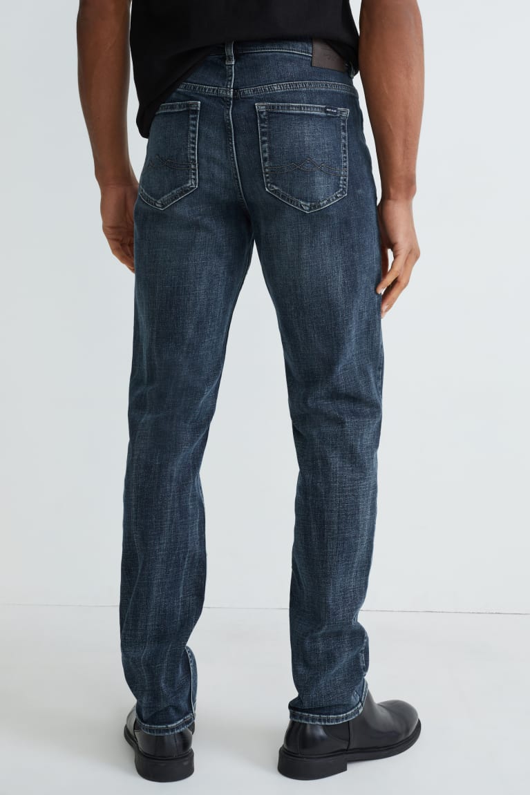 Denim Blue C&A Straight Lycra® Recycled Cotton Men's Jeans | VBKTQ-4728