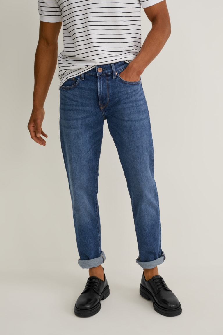 Denim Blue C&A Straight Men's Jeans | JKHAT-3941