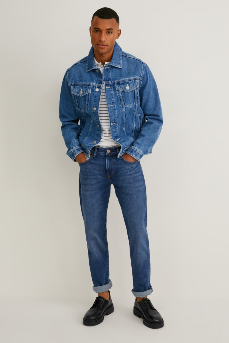 Denim Blue C&A Straight Men\'s Jeans | JKHAT-3941