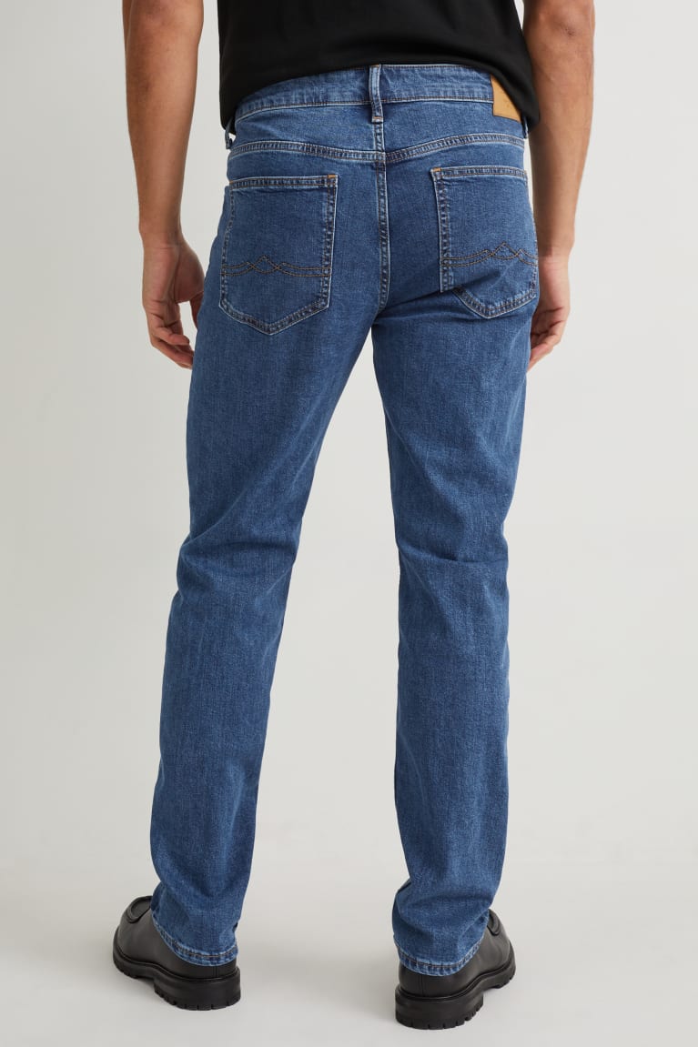 Denim Blue C&A Straight Organic Cotton Men's Jeans | UTQYF-8791