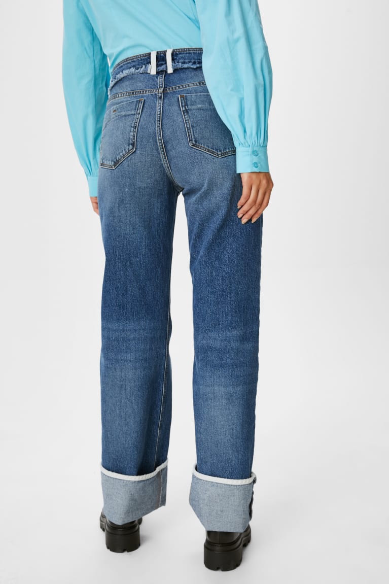 Denim Blue C&A Straight Recycled Women's Jeans | XJBHP-6051