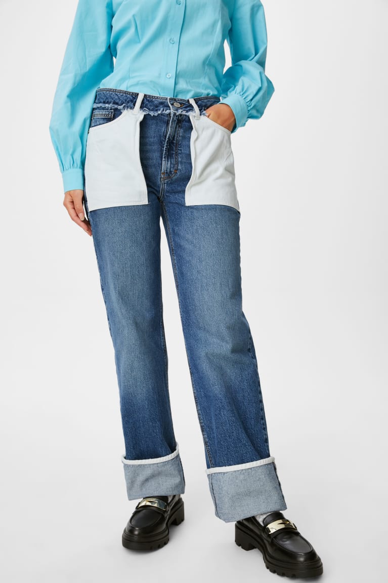 Denim Blue C&A Straight Recycled Women's Jeans | XJBHP-6051