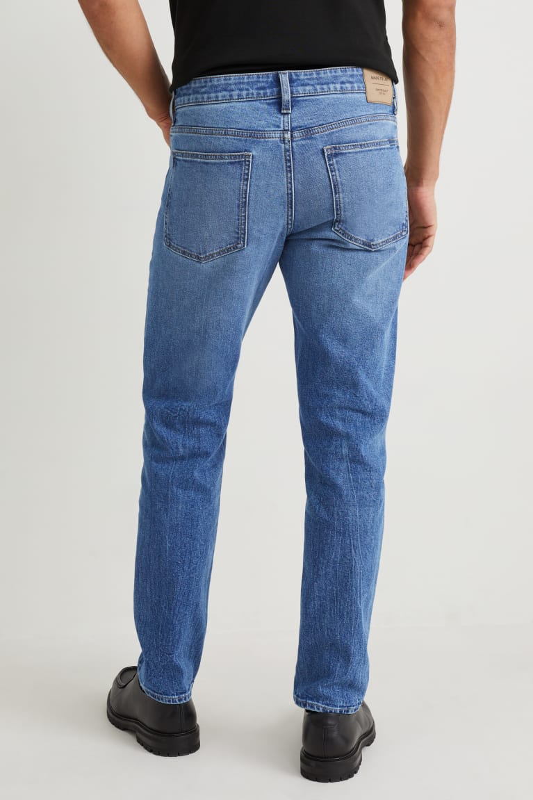 Denim Blue C&A Tapered Lycra® Men's Jeans | MIKQL-8912