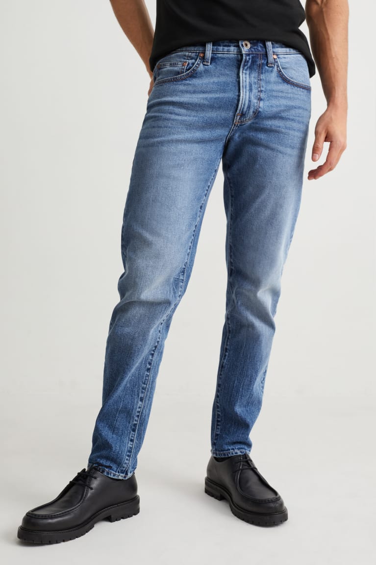 Denim Blue C&A Tapered Lycra® Men's Jeans | MIKQL-8912