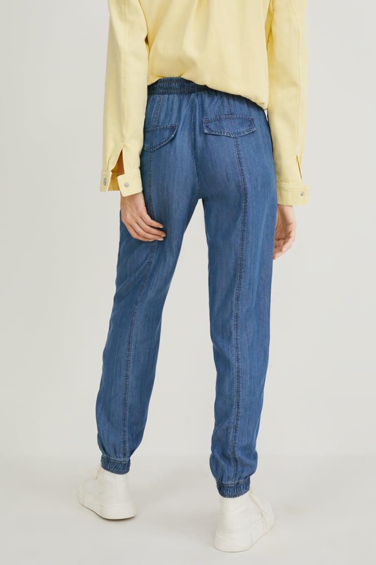 Denim Blue C&A Tapered Tencel™ Women's Trousers | GEQBS-8763