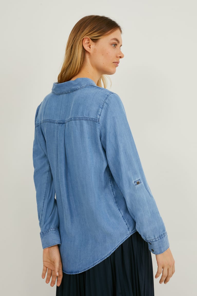 Denim Blue C&A Tencel™ Women's Blouses | PAILR-4719