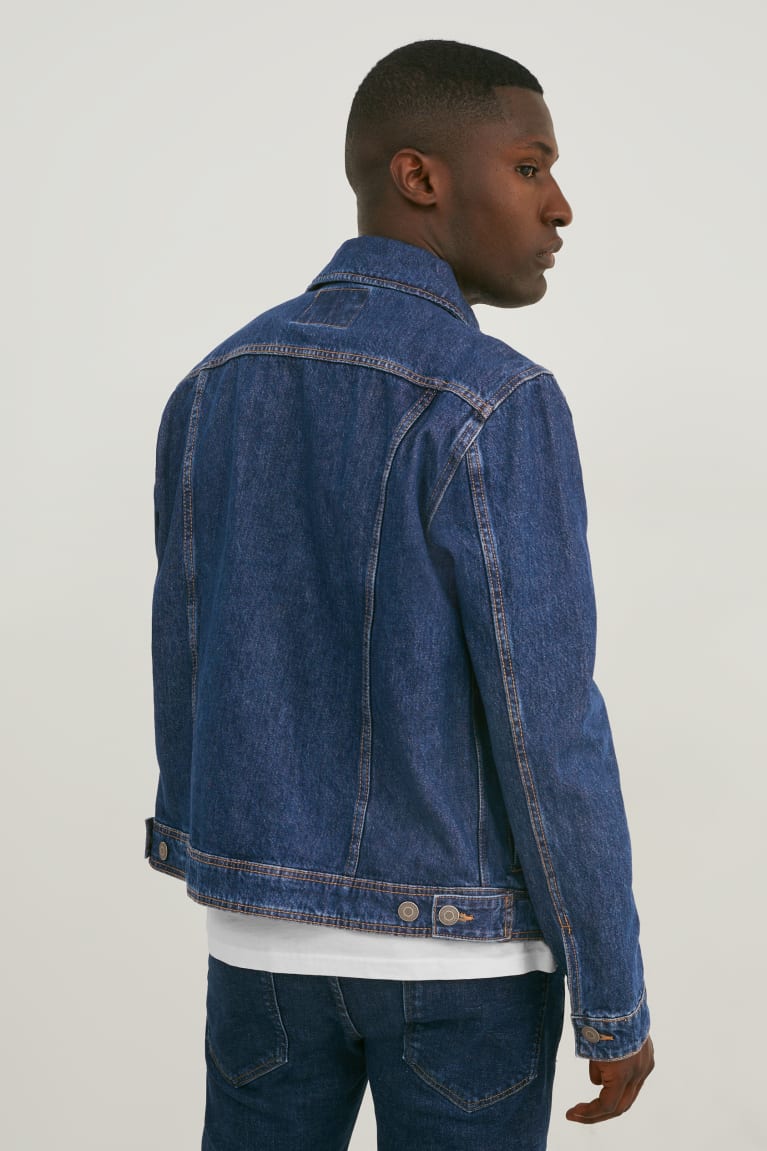 Denim Dark Blue C&A Denim Men's Jackets | SGHVN-9680