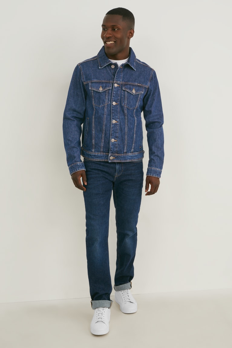 Denim Dark Blue C&A Denim Men's Jackets | SGHVN-9680