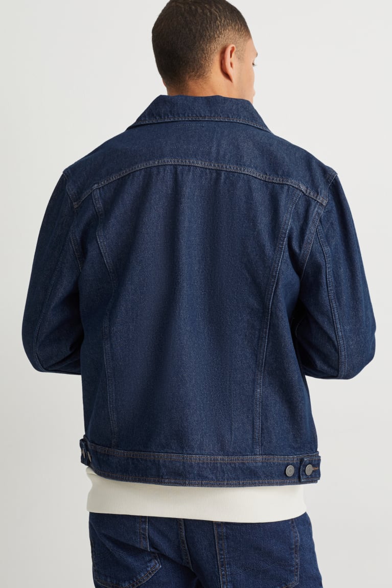 Denim Dark Blue C&A Denim Men's Jackets | XHDZQ-0854