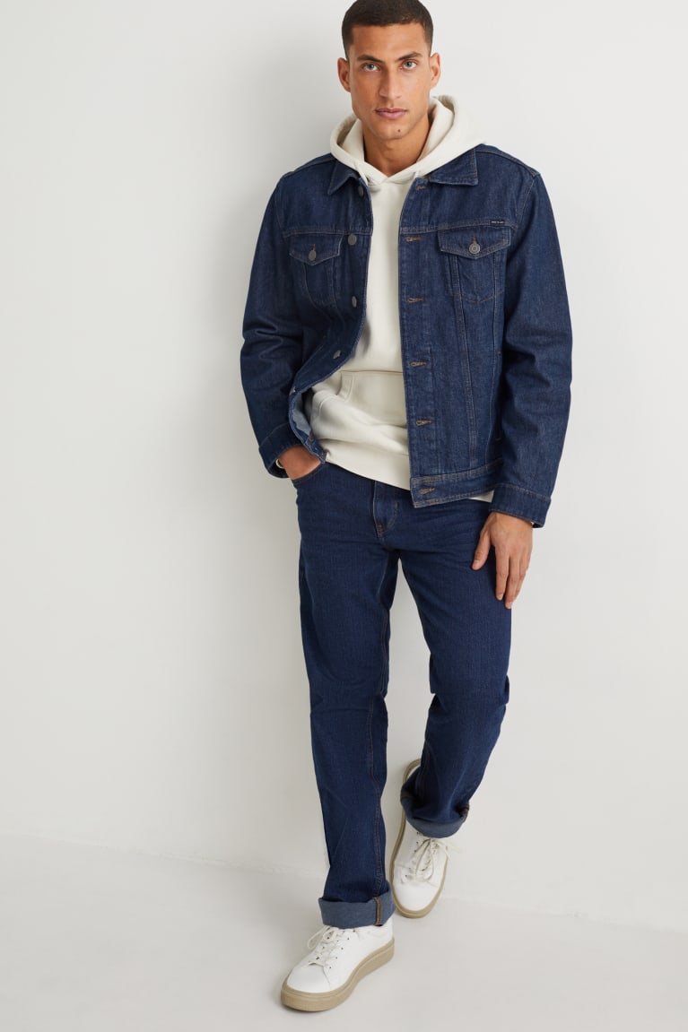 Denim Dark Blue C&A Denim Men's Jackets | XHDZQ-0854