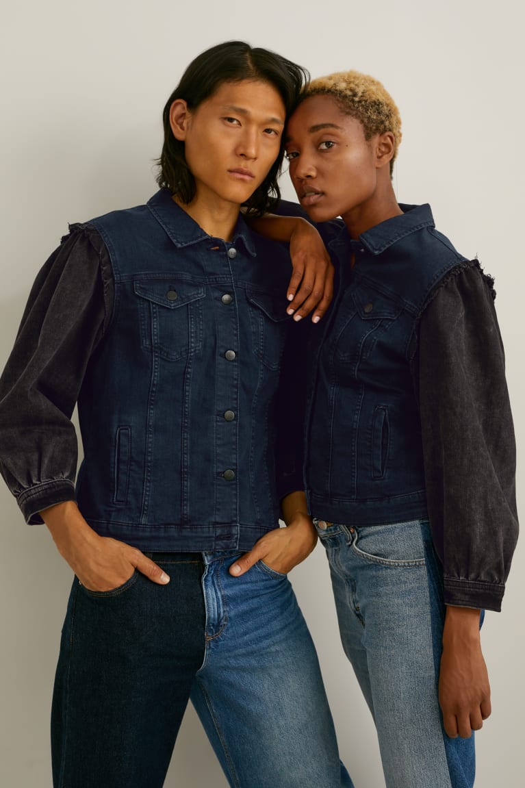 Denim Dark Blue C&A E.L.V. Denim Denim Genderneutral Recycled Women\'s Jackets | DIOLN-0196