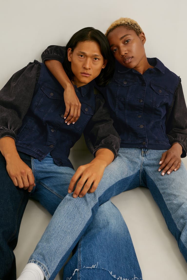 Denim Dark Blue C&A E.L.V. Denim Denim Genderneutral Recycled Men's Jackets | SVUFO-2063