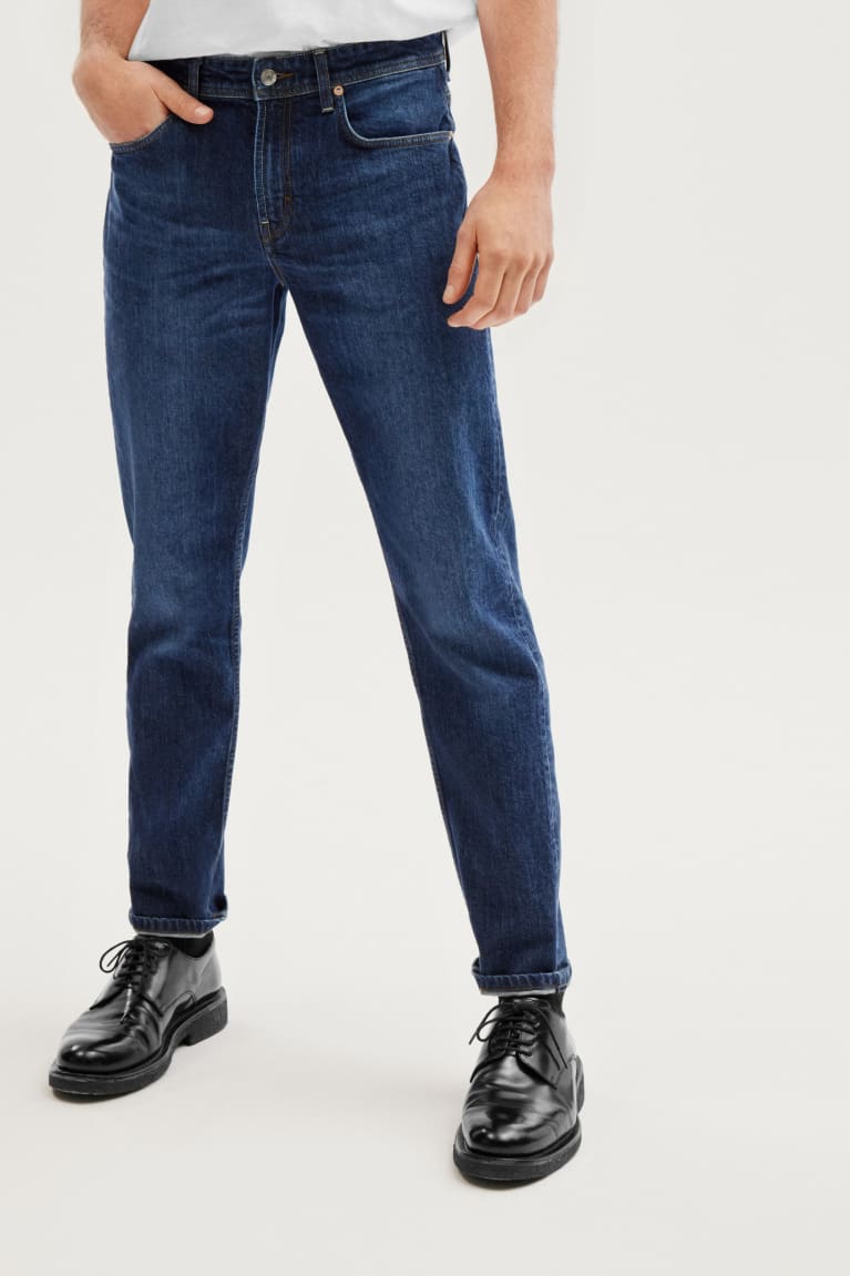 Denim Dark Blue C&A Made In Eu Tapered Organic Cotton Men's Jeans | YGAIB-5762