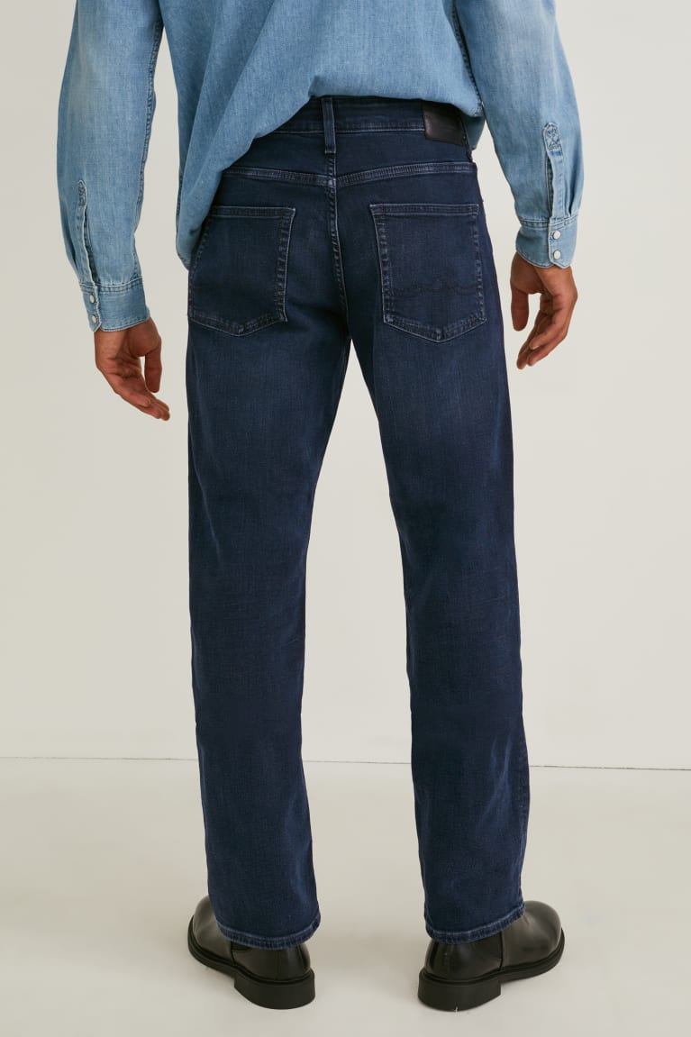 Denim Dark Blue C&A Regular Lycra® Men's Jeans | QAYGW-8561